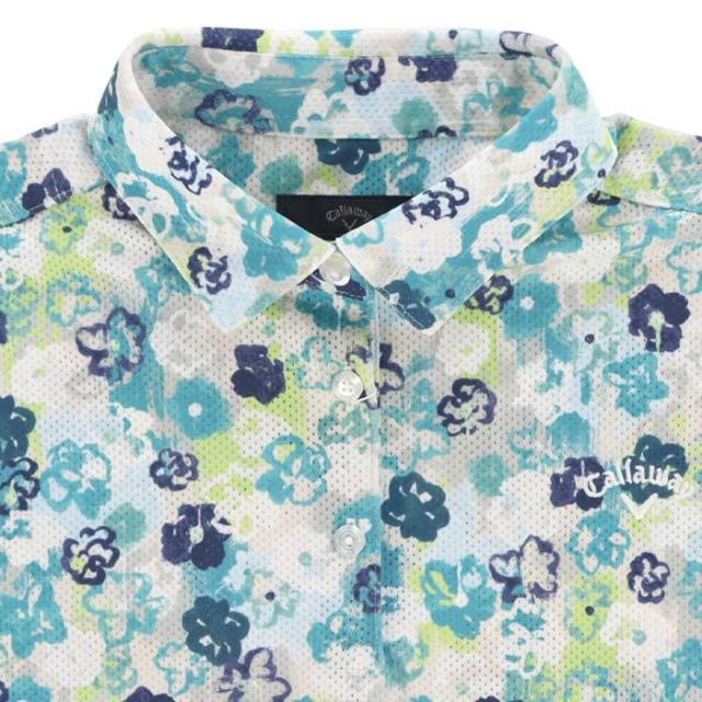 Callaway GOLF 鹿の子 小花柄プリント メッシュ生地 バンドスリーブ ポロシャツ view2