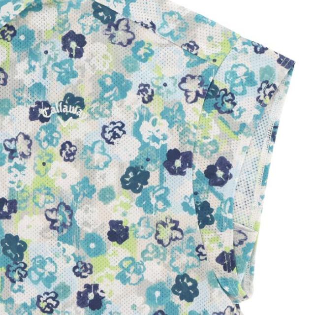 Callaway GOLF 鹿の子 小花柄プリント メッシュ生地 バンドスリーブ ポロシャツ view4