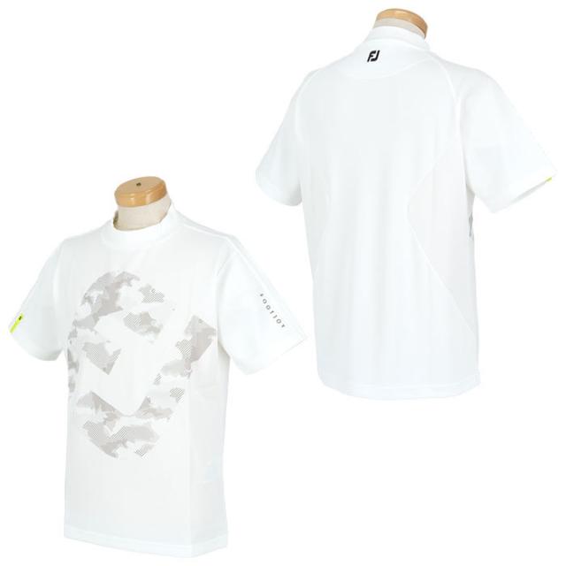 FootJoy GOLF ビッグロゴプリント カモフラージュ ストレッチ 半袖 モックネックシャツ view1