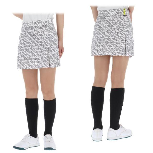 FootJoy GOLF アウトラインロゴプリント 総柄 メッシュ生地 インナーパンツ一体型 スカート view1