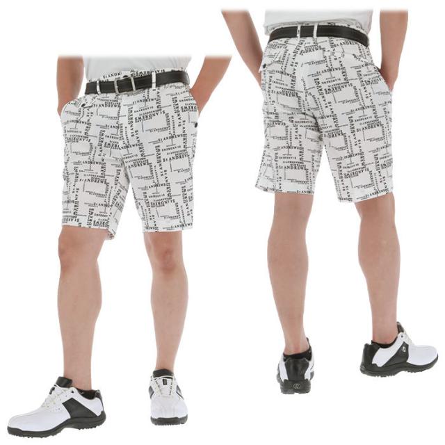 St ANDREWS GOLF 総柄 ロゴプリント サッカー素材 ストレッチ ショートパンツ view1