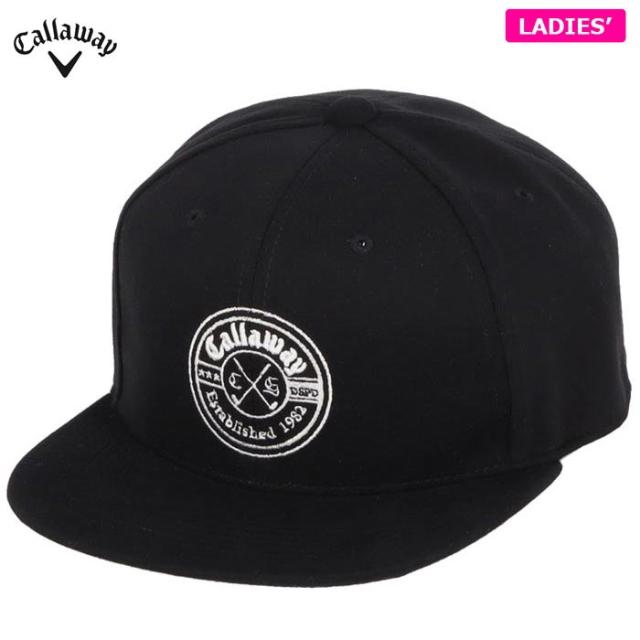 [2023年モデル] キャロウェイ レディース モチーフ刺繍 フラットブリム キャップ C23291208 1010 ブラック