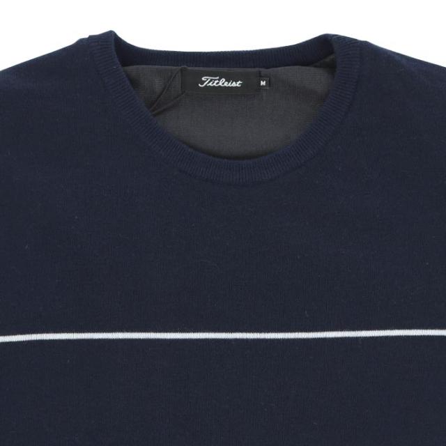 Titleist GOLF 防風裏地 ストレッチ ラインデザイン 長袖 クルーネック セーター view1
