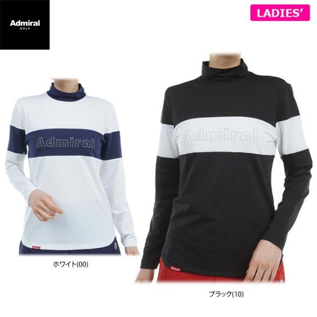 Admiral GOLF メタルロゴ バイカラー 裏起毛 ストレッチ 長袖 モックネックシャツ
