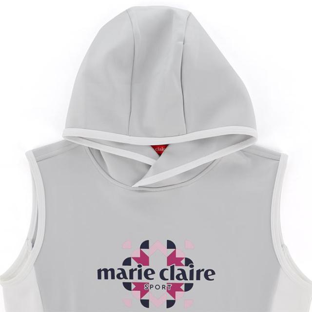 marie claire GOLF ロゴプリント 配色切替 フード ベスト & 長袖 ハイネック インナーシャツ view3