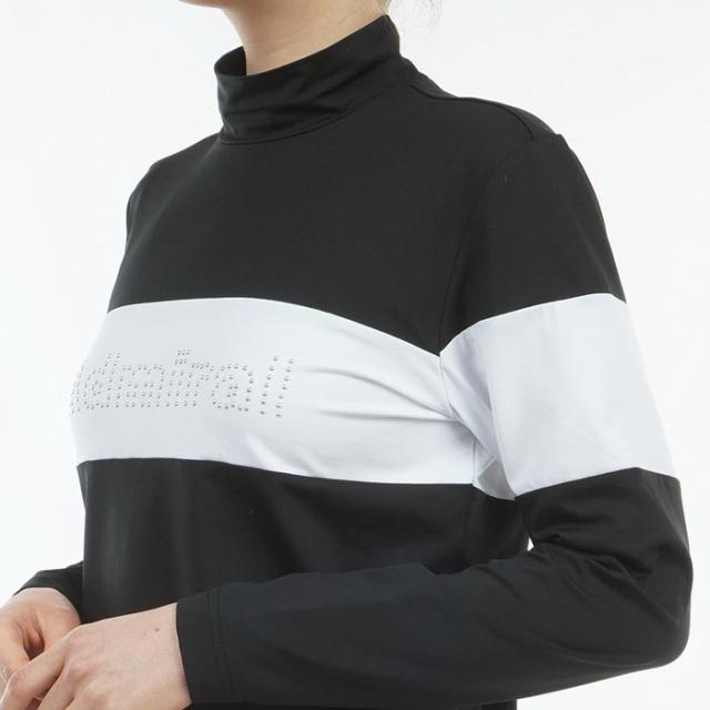 Admiral GOLF メタルロゴ バイカラー 裏起毛 ストレッチ 長袖 モックネックシャツ view2