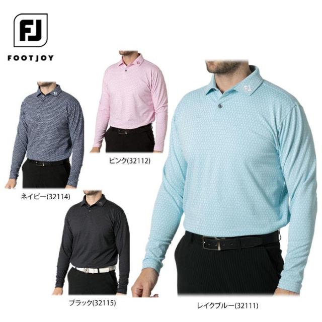 FootJoy GOLF 総柄プリント 裏起毛 4WAYストレッチ 長袖 ポロシャツ