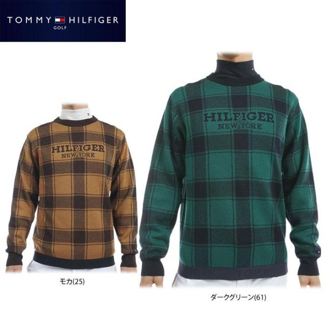 TOMMY HILFIGER GOLF ロゴジャガード バッファローチェック柄 長袖 クルーネック セーター