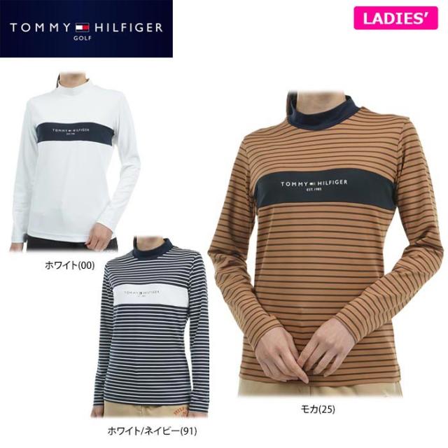 TOMMY HILFIGER GOLF 胸ボーダー UVケア 長袖 モックネックシャツ