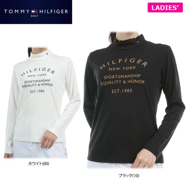 TOMMY HILFIGER GOLF 起毛生地 ロゴプリント 長袖 モックネックシャツ