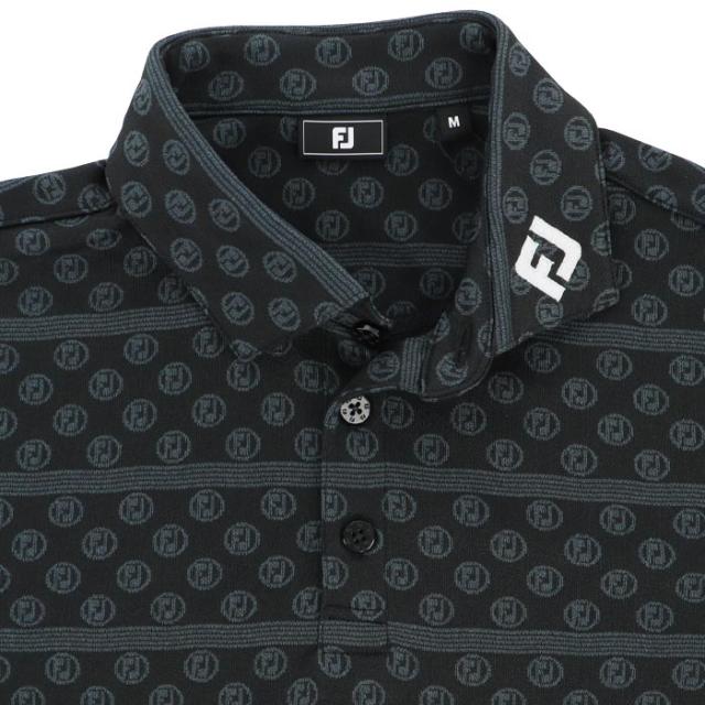 FootJoy GOLF ロゴジャカード ボーダー柄 ストレッチ 長袖 ポロシャツ view2