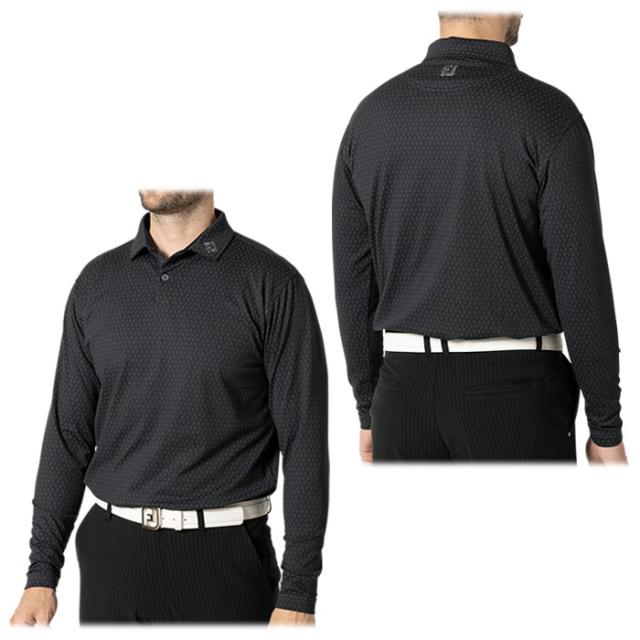 FootJoy GOLF 総柄プリント 裏起毛 4WAYストレッチ 長袖 ポロシャツ view1