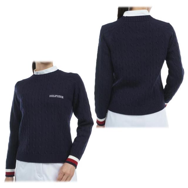 TOMMY HILFIGER GOLF ケーブル編み 長袖 クルーネック セーター view1