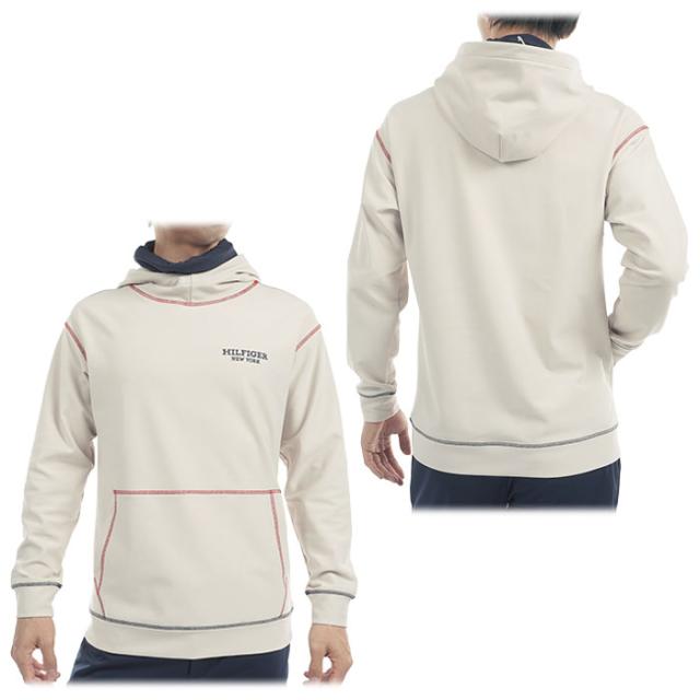 TOMMY HILFIGER GOLF ロゴ刺繍 裏微起毛 ストレッチ 長袖 ネックウォーマー付き スウェット フーディー view1