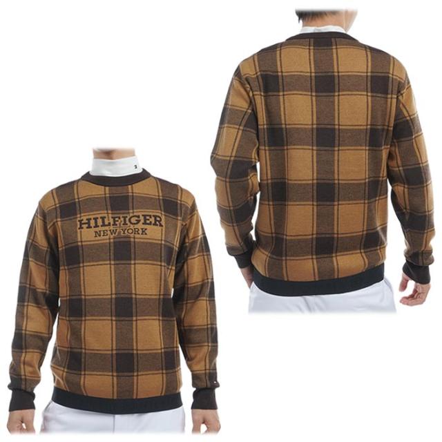 TOMMY HILFIGER GOLF ロゴジャガード バッファローチェック柄 長袖 クルーネック セーター view1