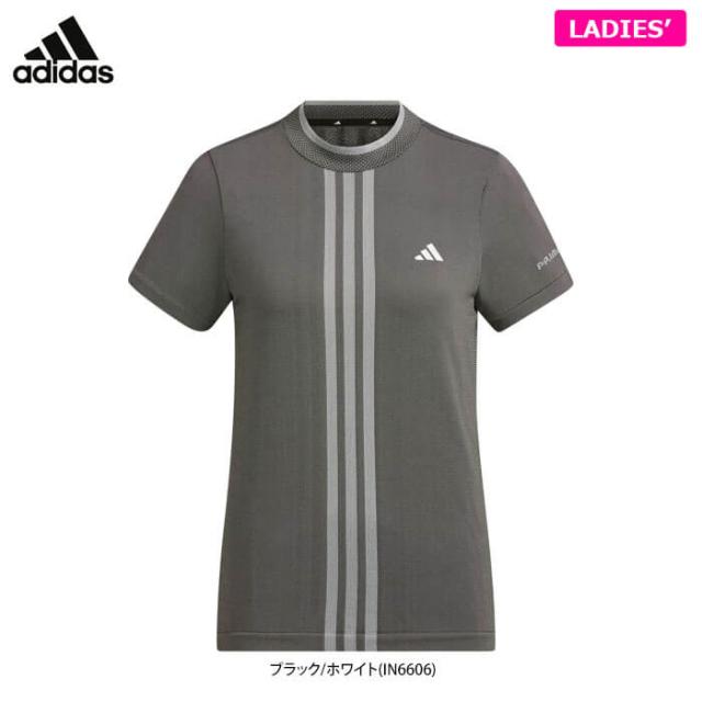 adidas GOLF ULTIMATE365 スリーストライプス ジャカード ストレッチ 半袖 モックネックシャツ