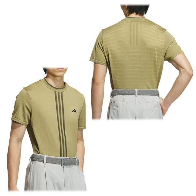 adidas GOLF ULTIMATE365 スリーストライプス ジャガード ストレッチ 半袖 モックネックシャツ view1