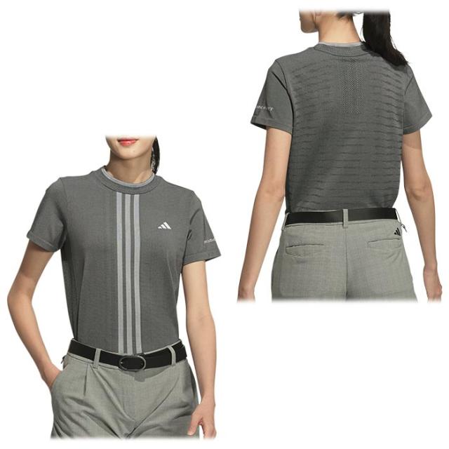 adidas GOLF ULTIMATE365 スリーストライプス ジャカード ストレッチ 半袖 モックネックシャツ view1