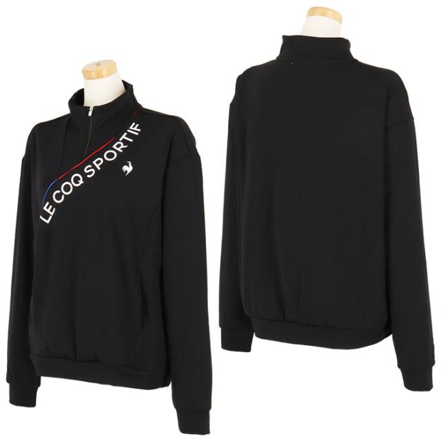Le coq sportif GOLF ロゴプリント ストレッチ アシンメトリーデザイン 長袖 ハーフジップシャツ view1