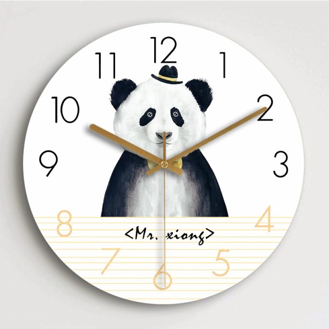 国内配送 パンダ 帽子 蝶ネクタイ イラスト 10インチ 12インチ 14インチ 16インチ 時計 インテリア Clock クロック 壁掛け ウォール ウォッチ 超目玉アイテム Alimamiy Ru