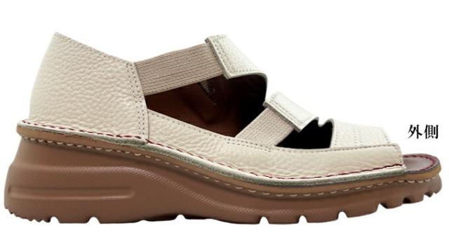 サンダル レディース A-OK CASUAL&SPORTS 0053ELF アイボリー ダークカーキ 22.5~25.0cm エーオーケー コンフォートサンダル  撥水 汚れにくい 低反発 クッション性 通気性 軽量設計 屈曲性 本革 レザー 吸汗 放湿 抗菌 消臭 幅広 4E EEEE 日本製 made in japan 女性 婦人