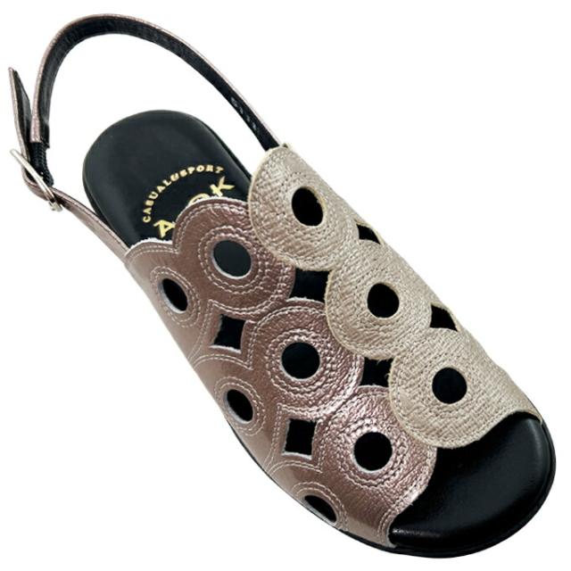 サンダル レディース A-OK CASUAL&SPORTS 5111 オーク クロ 22.5~25.0cm エーオーケー コンフォートサンダル  バックストラップ 低反発 クッション性 通気性 軽量設計 屈曲性 本革 レザー 吸汗 幅広 4E EEEE 日本製 made in japan 女性 婦人