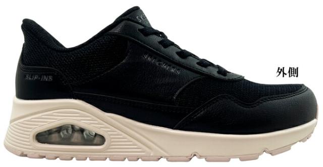 スケッチャーズ スリップインズ レディース スニーカー ウノ-バンクシア 177117W ブラック ホワイト 23.0~25.0cm SKECHERS UNO-BANKSIA ハンズフリー カジュアル フィットネス ウォーキング クッション性 散歩 旅行 靴 軽量 女性 婦人 女子 学生