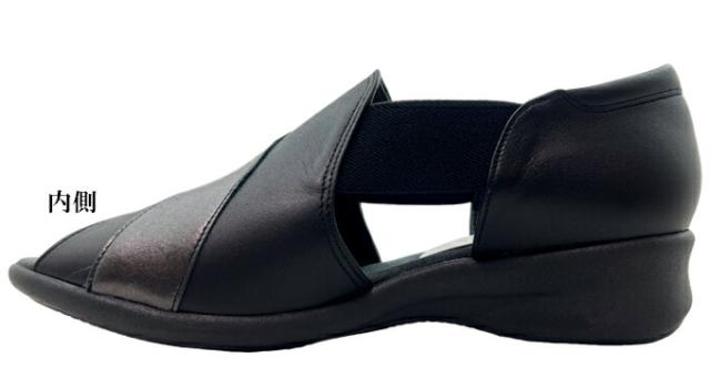 コンフォートシューズ レディース A-OK CASUAL&SPORTS 0790 クロ グレージュ 22.0~24.5cm エーオーケー オープントゥ 前空き サンダル ウェッジソール 春 夏 疲れにくい 低反発 クッション性 屈曲性 軽量 幅広 3E EEE 本革 レザー ソフト革 日本製 made in japan 女性 婦人