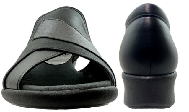 コンフォートシューズ レディース A-OK CASUAL&SPORTS 0790 クロ グレージュ 22.0~24.5cm エーオーケー オープントゥ 前空き サンダル ウェッジソール 春 夏 疲れにくい 低反発 クッション性 屈曲性 軽量 幅広 3E EEE 本革 レザー ソフト革 日本製 made in japan 女性 婦人