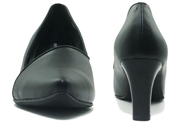 NINE DI NINE No.116-8523 レディース パンプス プレーン ポインテッドトゥ 斜めカット スタックヒール ハイヒール 靴 本革 日本製 女性 婦人