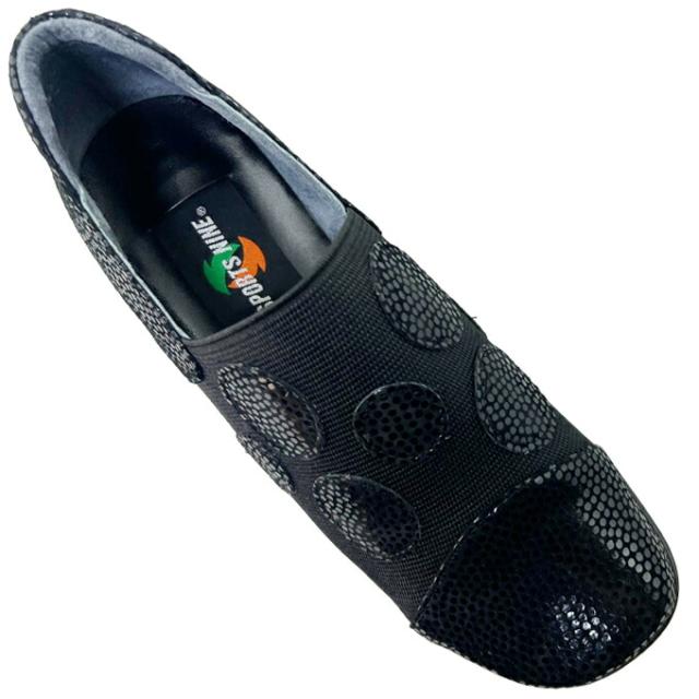 カジュアルシューズ レディース SPORTS NINE No.134-2801 スポーツ・ナイン カジュアル スリッポン コンフォートシューズ オブリークトゥ 本革 ストレッチ素材 クッション性 幅広 4E EEEE 靴 シューズ 日本製 女性 made in japan 婦人 スポーツナイン