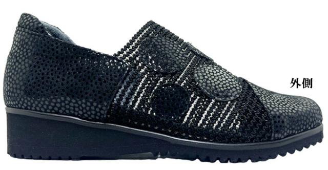 カジュアルシューズ レディース SPORTS NINE No.134-2811 スポーツ・ナイン カジュアル スリッポン コンフォートシューズ オブリークトゥ 本革 ストレッチ素材 通気性 メッシュ地 クッション性 幅広 4E EEEE 靴 シューズ 日本製 女性 made in japan 婦人 スポーツナイン
