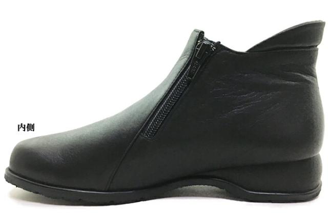 SPORTS NINE No.132-1360 スポーツ・ナイン レディース ショートブーツ サイドゴア コンフォート オブリックトゥ 内側ファスナー 低反発 クッション性 防滑ソール 幅広 4E EEEE 靴 シューズ 本革 日本製 女性 made in japan 婦人 スポーツナイン