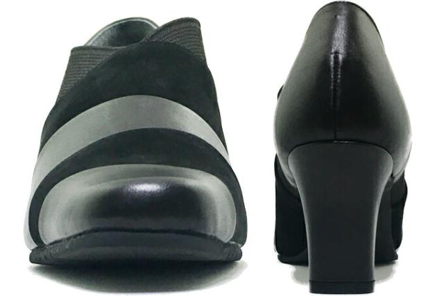 ブーティ レディース NINE DI NINE No.134-7805 ナイン・デ・ナイン ショートブーツ パンプス スリッポン サイドゴア ヌバック調 コンビ素材 低反発 ハイヒール 幅広 3E EEE 靴 シューズ 本革 日本製 女性 made in japan 婦人 女性 ナインデナイン