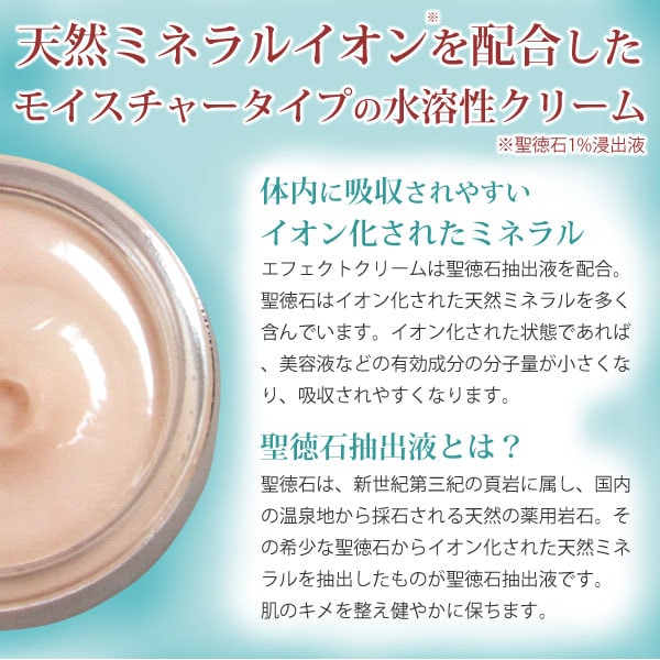 天然ミネラルイオンを配合したモイスチャータイプの水溶性クリーム