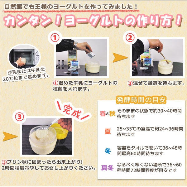 自然館でも王様のヨーグルトを作ってみました!発酵時間は季節によって異なります