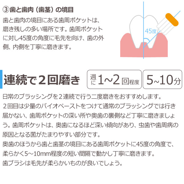 バイオペースト の使い方。連続で2回磨き