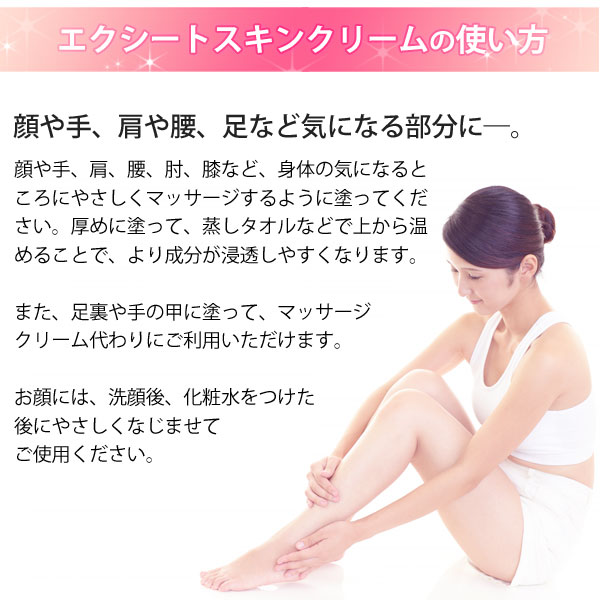 使い方。顔や手、肩や腰、足など気になる部分に。