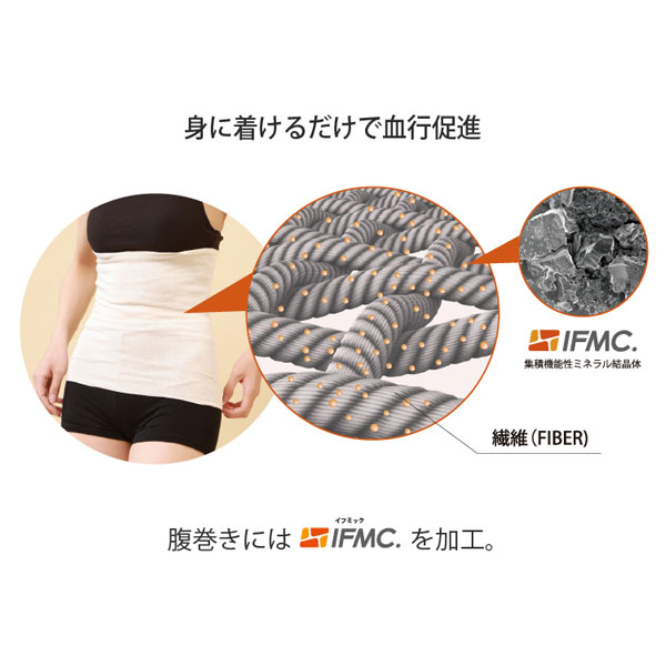 身に着けるだけで血行促進。腹巻きにはIFMIC.を加工。
