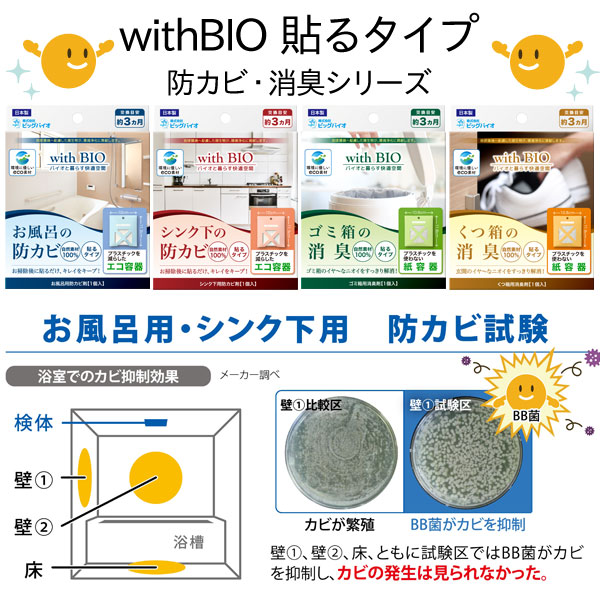 BB菌の力でおうちのイヤなニオを消臭、カビを予防します
