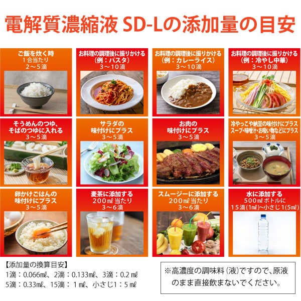 地球沸騰電解質濃縮液SD-Lの目安