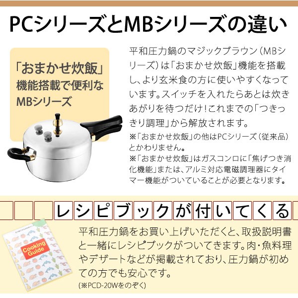 平和圧力鍋マジックブラウンMB-420（直炊8合炊・内鍋5合炊）＋新・特選カムカム鍋II 3800型（3.9合炊）セット【鋳物屋】【送料無料】の通販はau  PAY マーケット - PURE・HEART 自然館 au Wowma!店 | au PAY マーケット－通販サイト