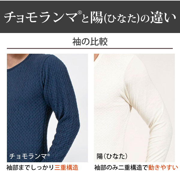 チョモランマとひなたの違い。袖について