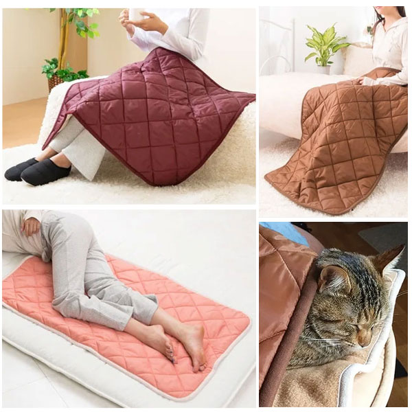 オーラ蓄熱キルトは首や肩の冷えに。冷えた足先や腰回り・お腹・お尻にも