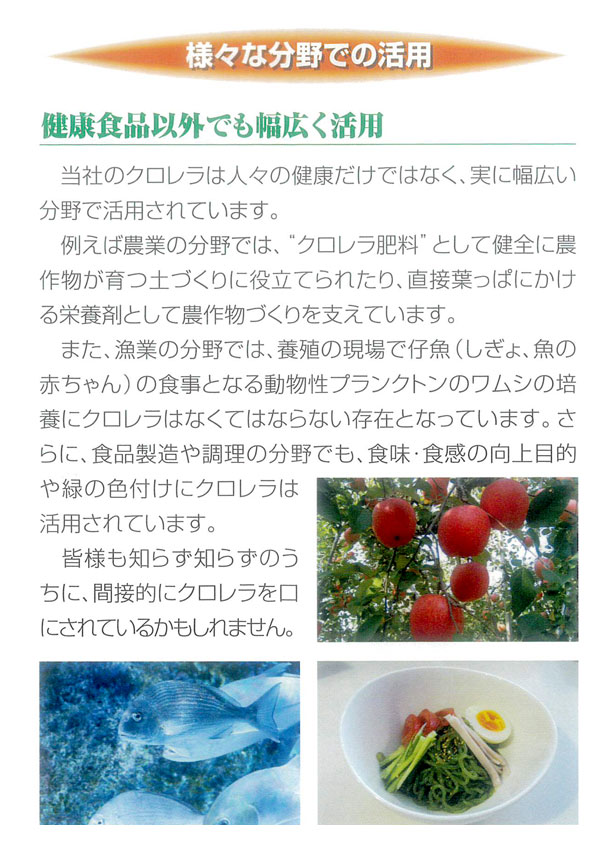 クロレラは様々な分野で活用されています