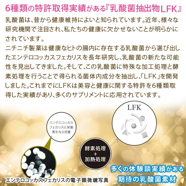 6種類の特許取得実績がある「乳酸菌抽出物LFK」