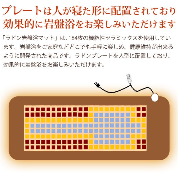 プレートが人が寝た形に配置されており効果的に岩盤浴をお楽しみいただけます。