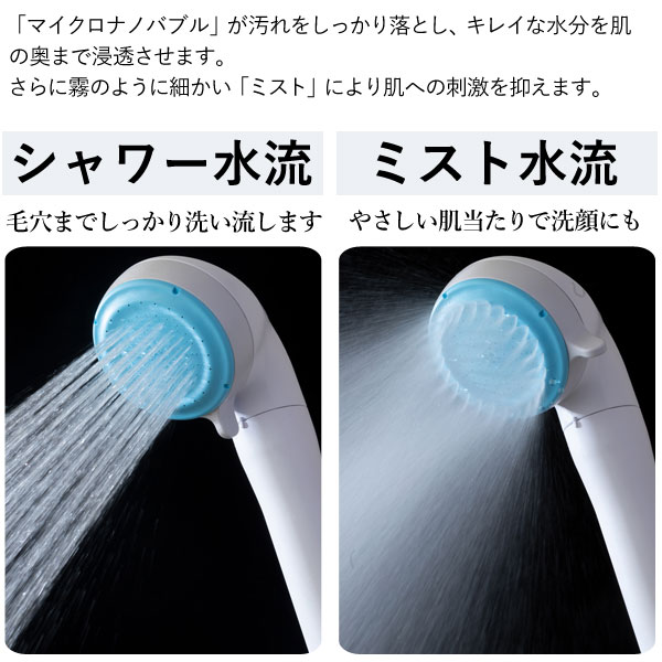 シャワーとミストは、簡単に切り替え可能。