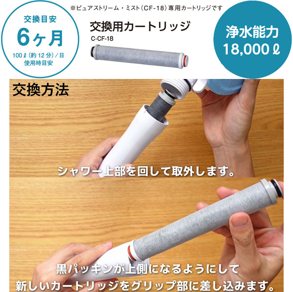 カートリッジは6か月交換と長持ちします