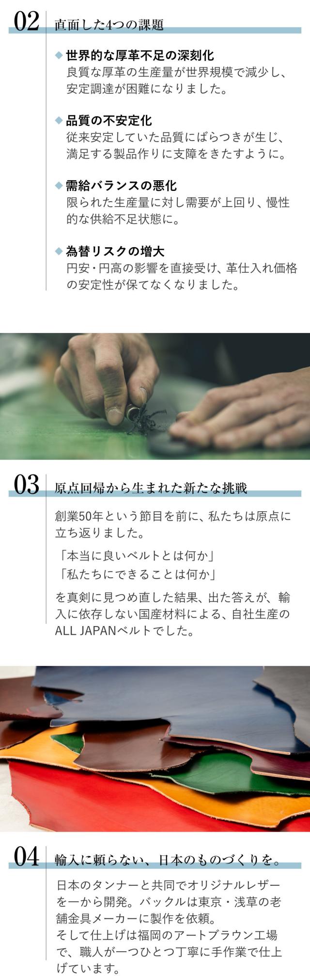 ヴィンテージ風バックル付きメンズベルト 裏面の仕上がり